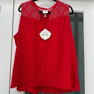Knox Rose red gauze top NWT